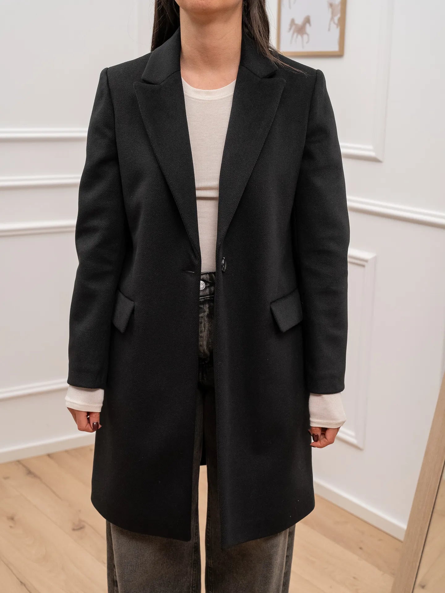 Cappotto slim fit nero ad un bottone - Dixie