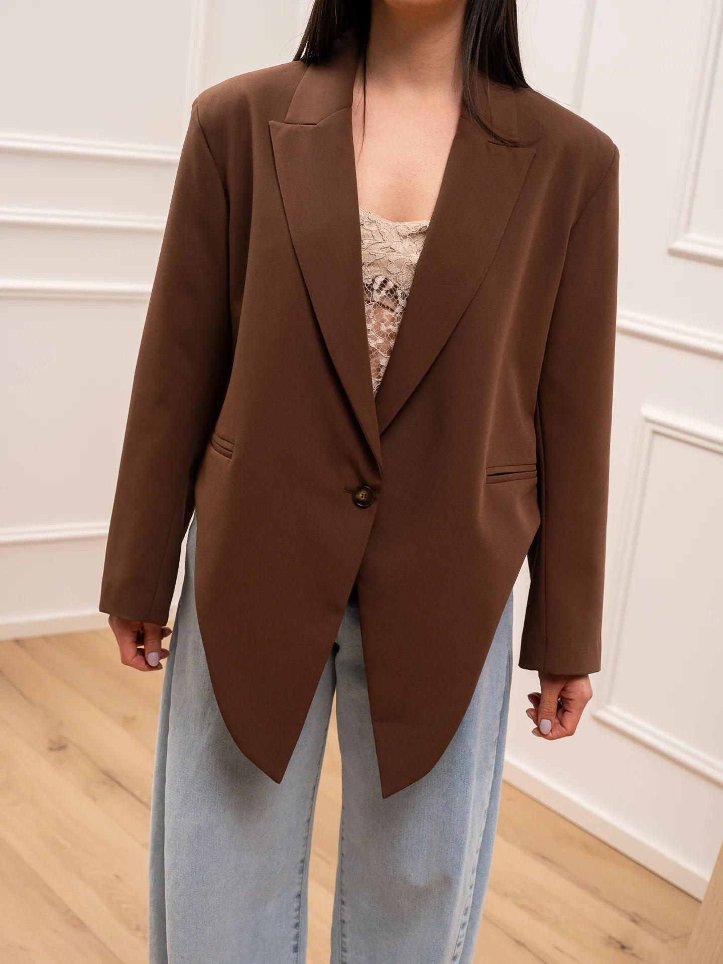 Giacca cropped nocciola con punte - Vicolo