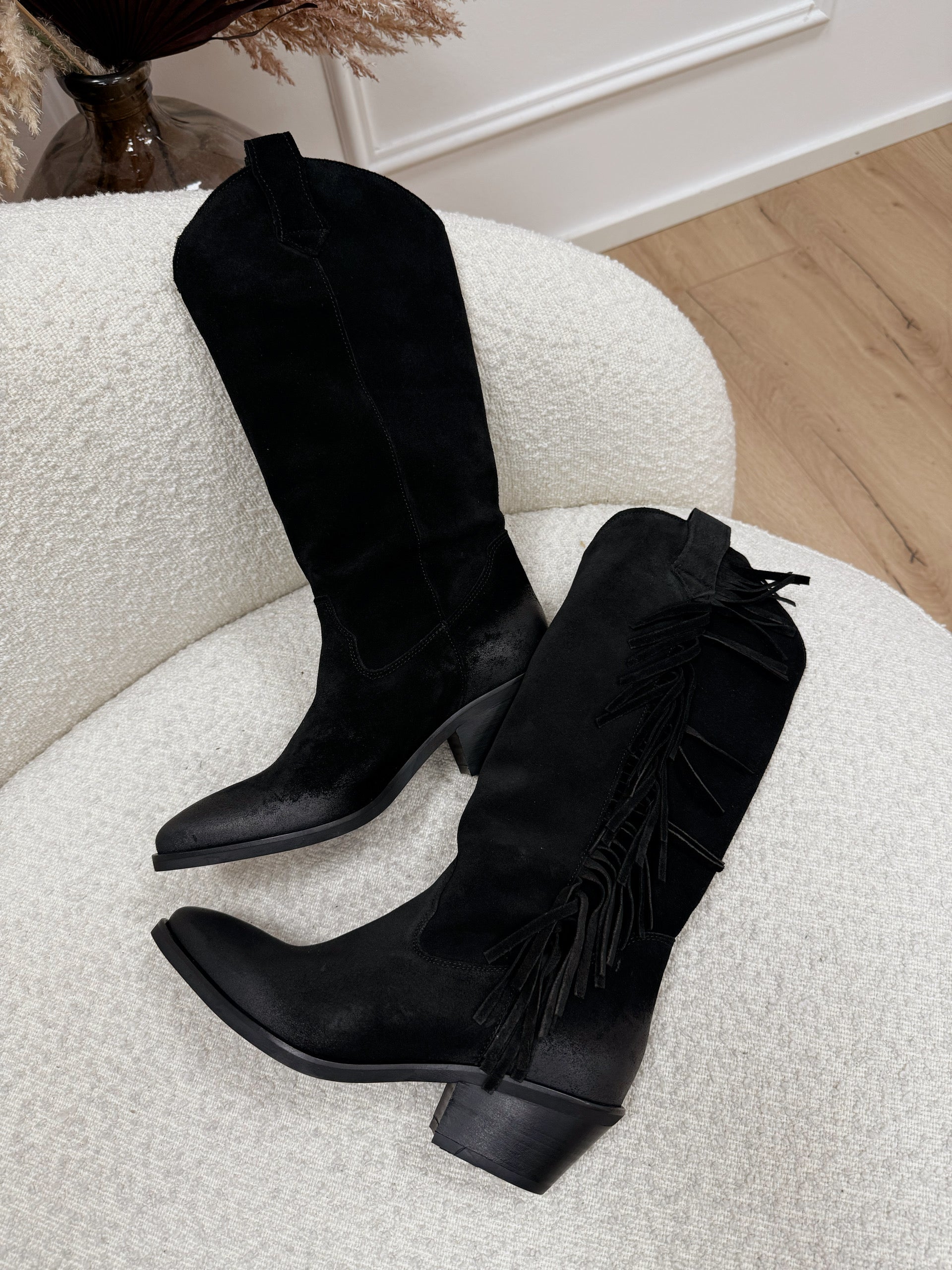 Texano Velour nero con frange - Ovyè