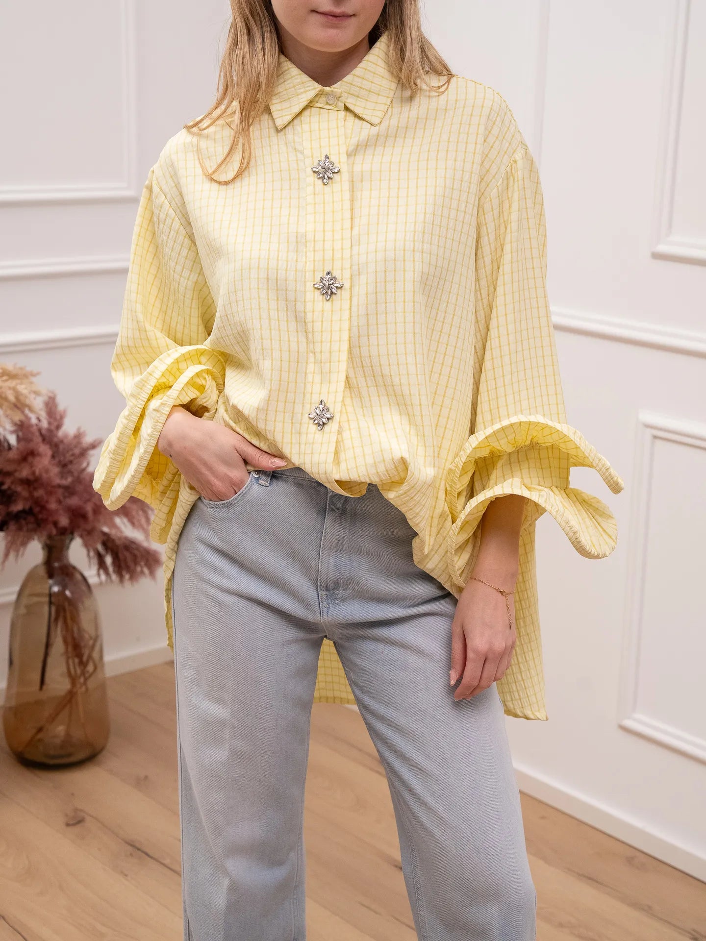 Camicia Bon Ton giallina con rouches - Crispy