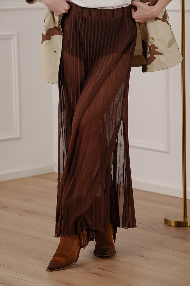 Gonna velata plisset moro con spacco - HaveOne