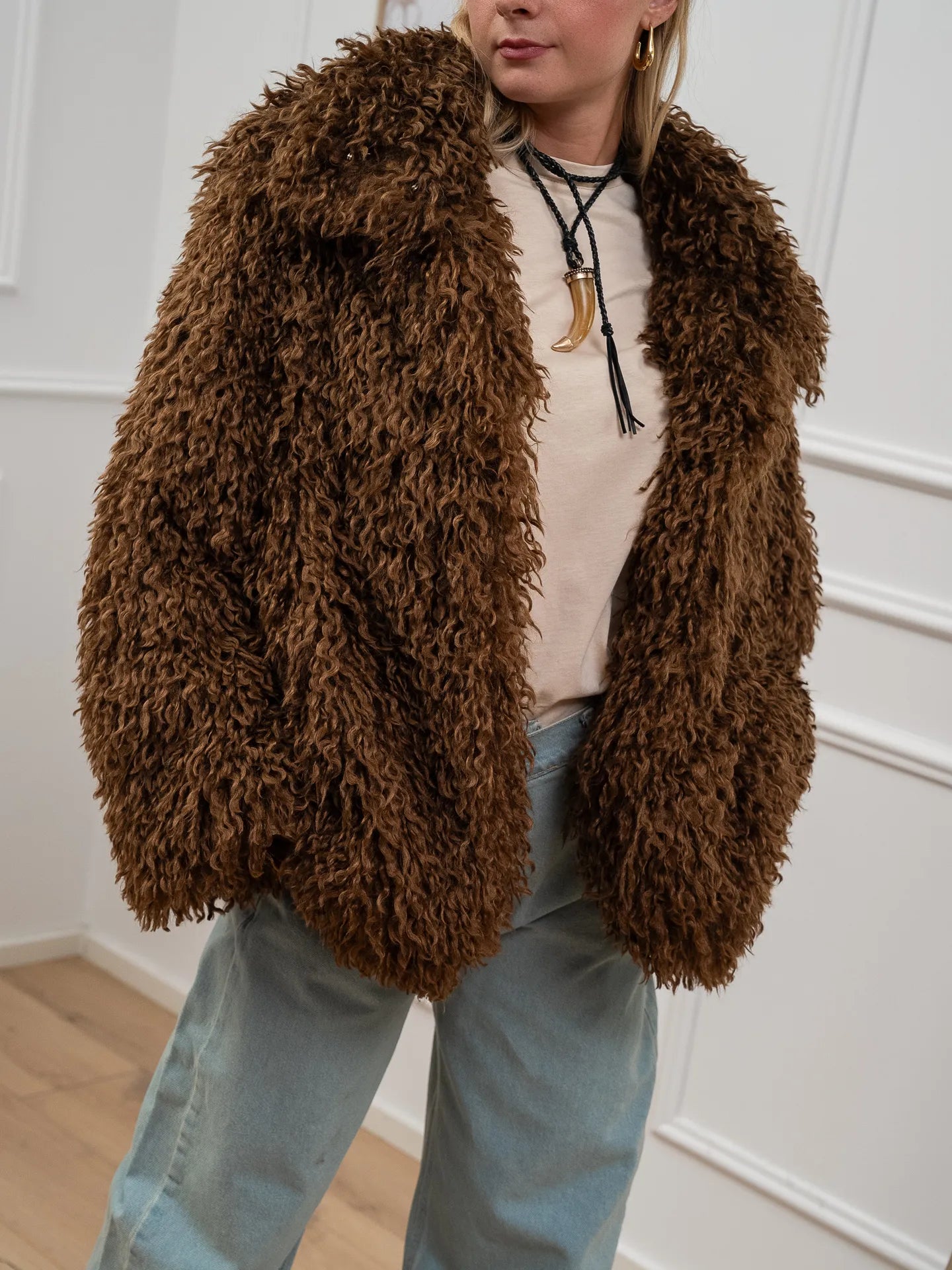 Pelliccia fluffly tabacco midi - HaveOne