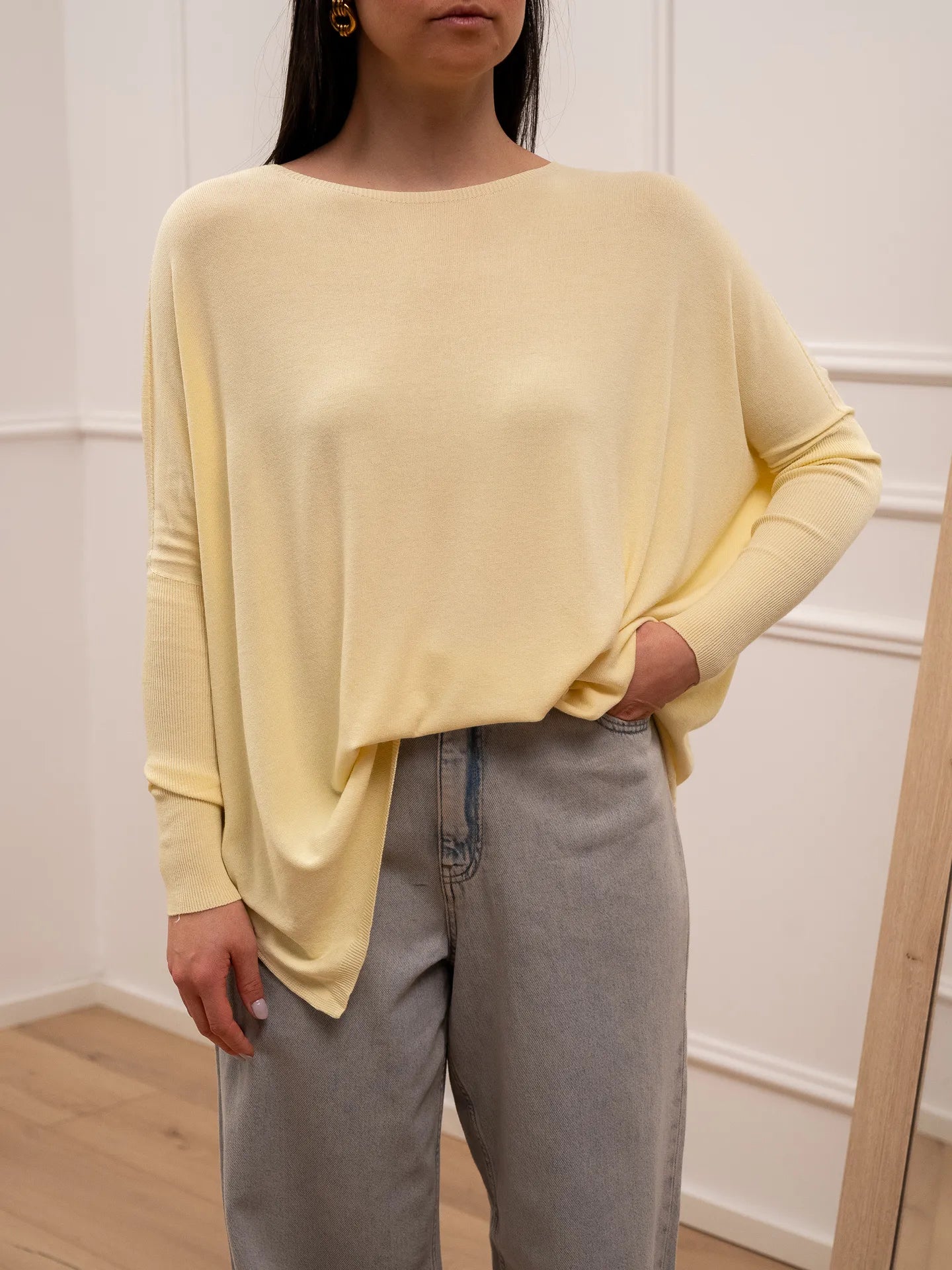 Maglia a scatoletta giallino manica pipistrello - Vicolo