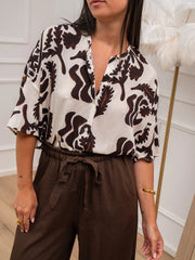 Camicia bianca fantasia moro con nodo - Vicolo