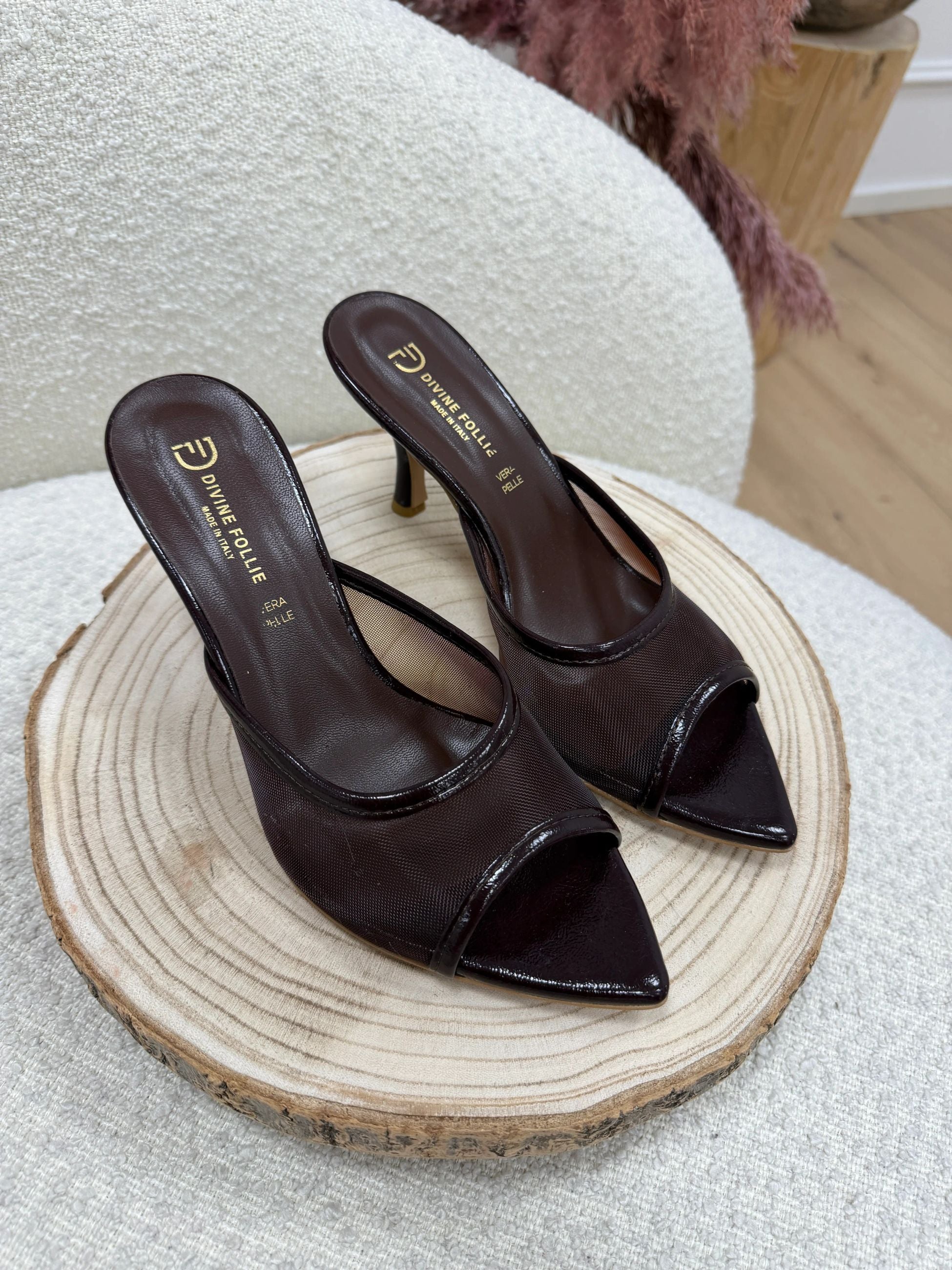 Décolleté sabot “Luna” in mesh moro - Divine Follie
