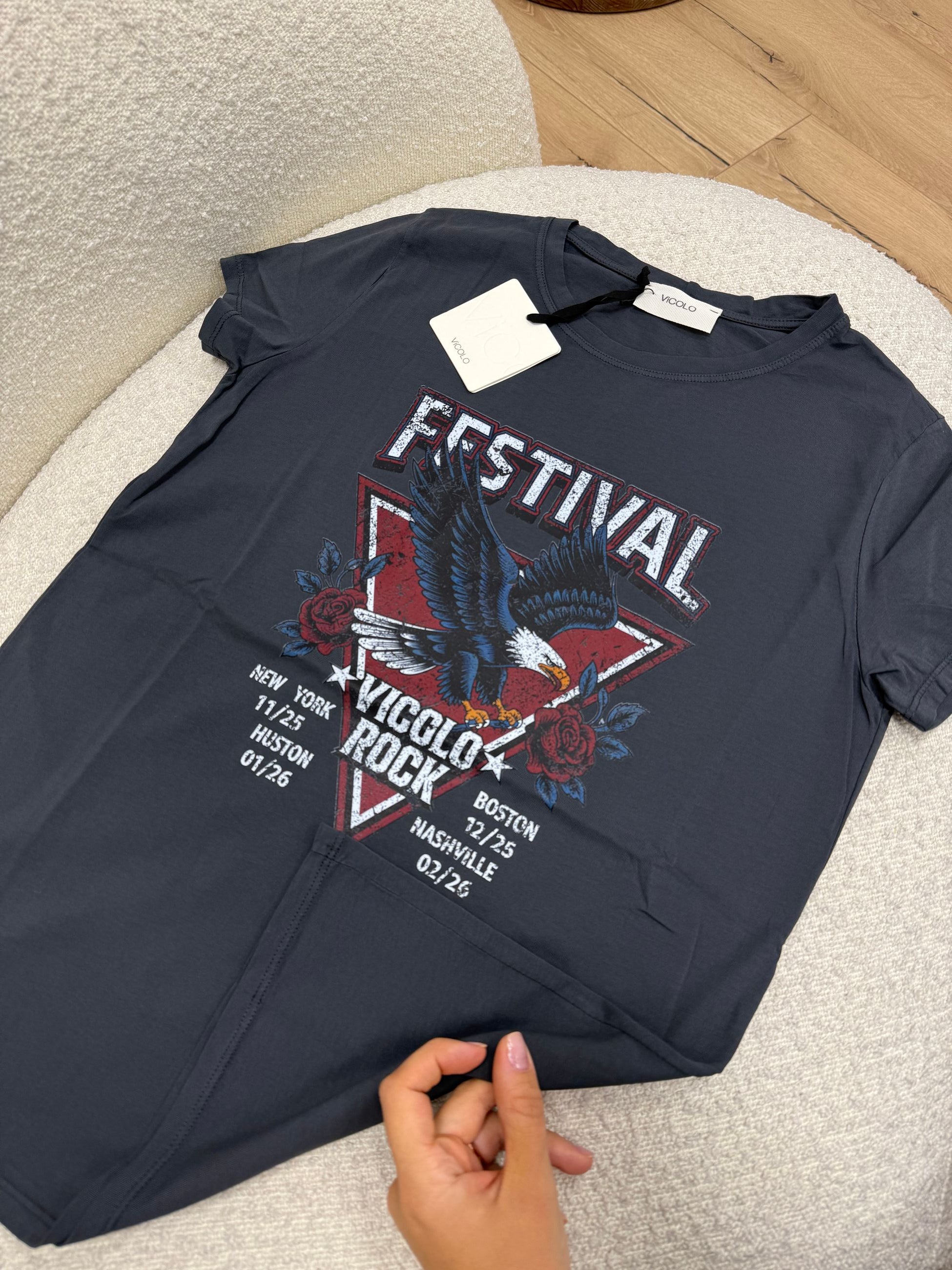 T shirt slim grigia "Festival" - Vicolo