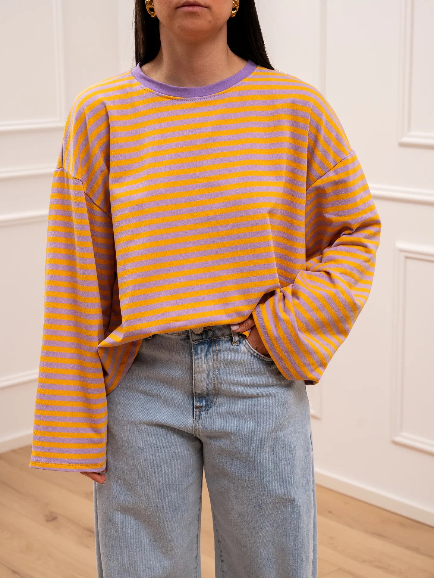 T shirt Stripe lilla e arancio - Crispy