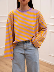 T shirt Stripe lilla e arancio - Crispy