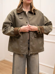 Giacchetto in cotone militare con colletto a coste - HaveOne