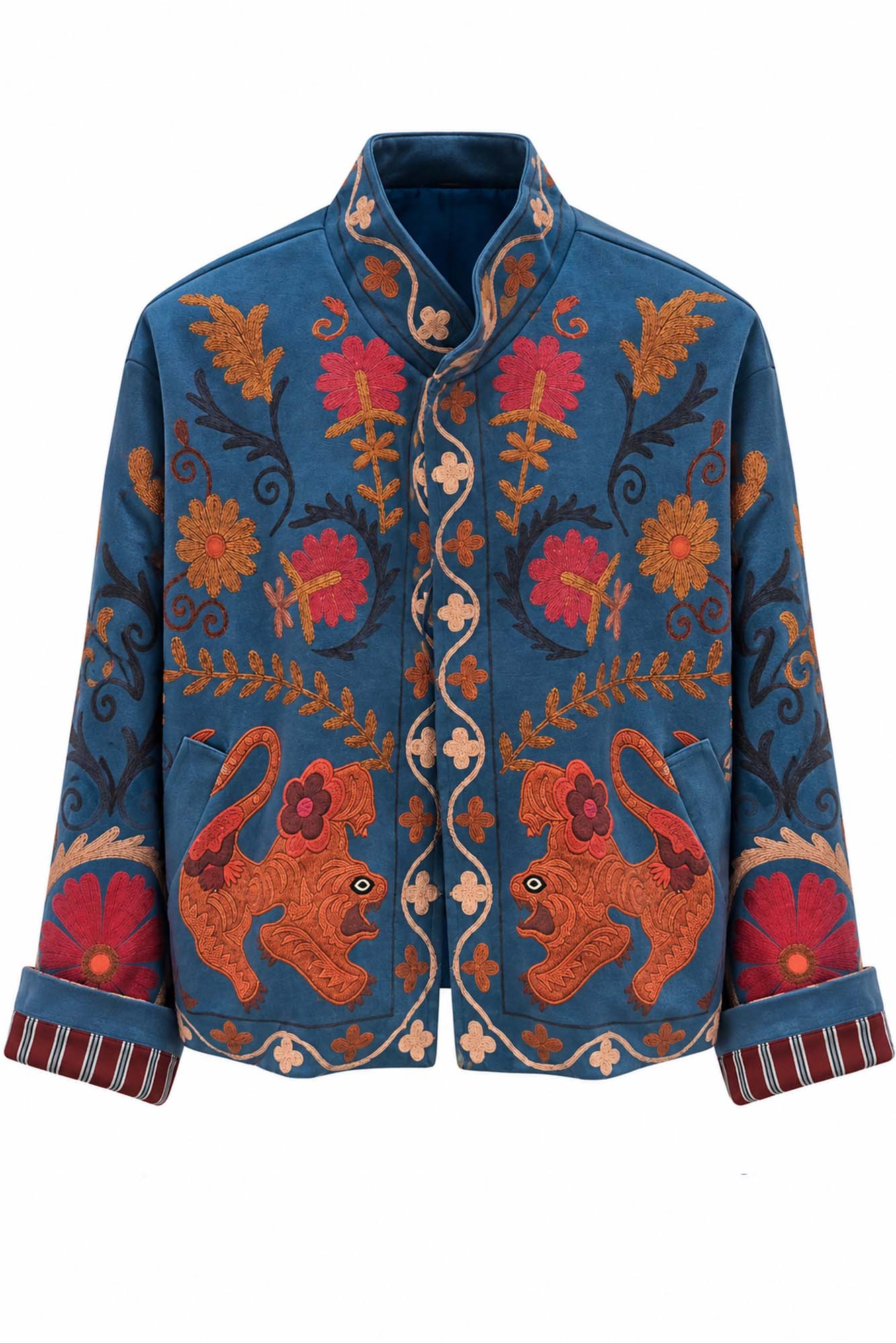 Bomber ricamato blu petrolio - HaveOne
