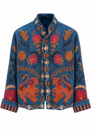 Bomber ricamato blu petrolio - HaveOne