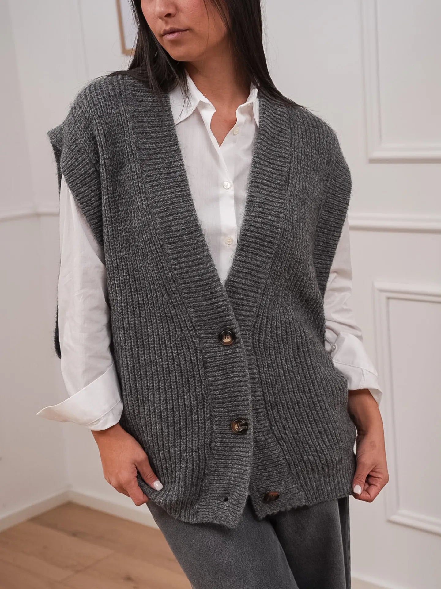 Gilet over grafite tre bottoni - Vicolo