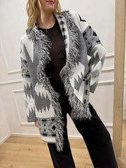 Cardigan Livigno bianco e grigio stile alanui - Vicolo
