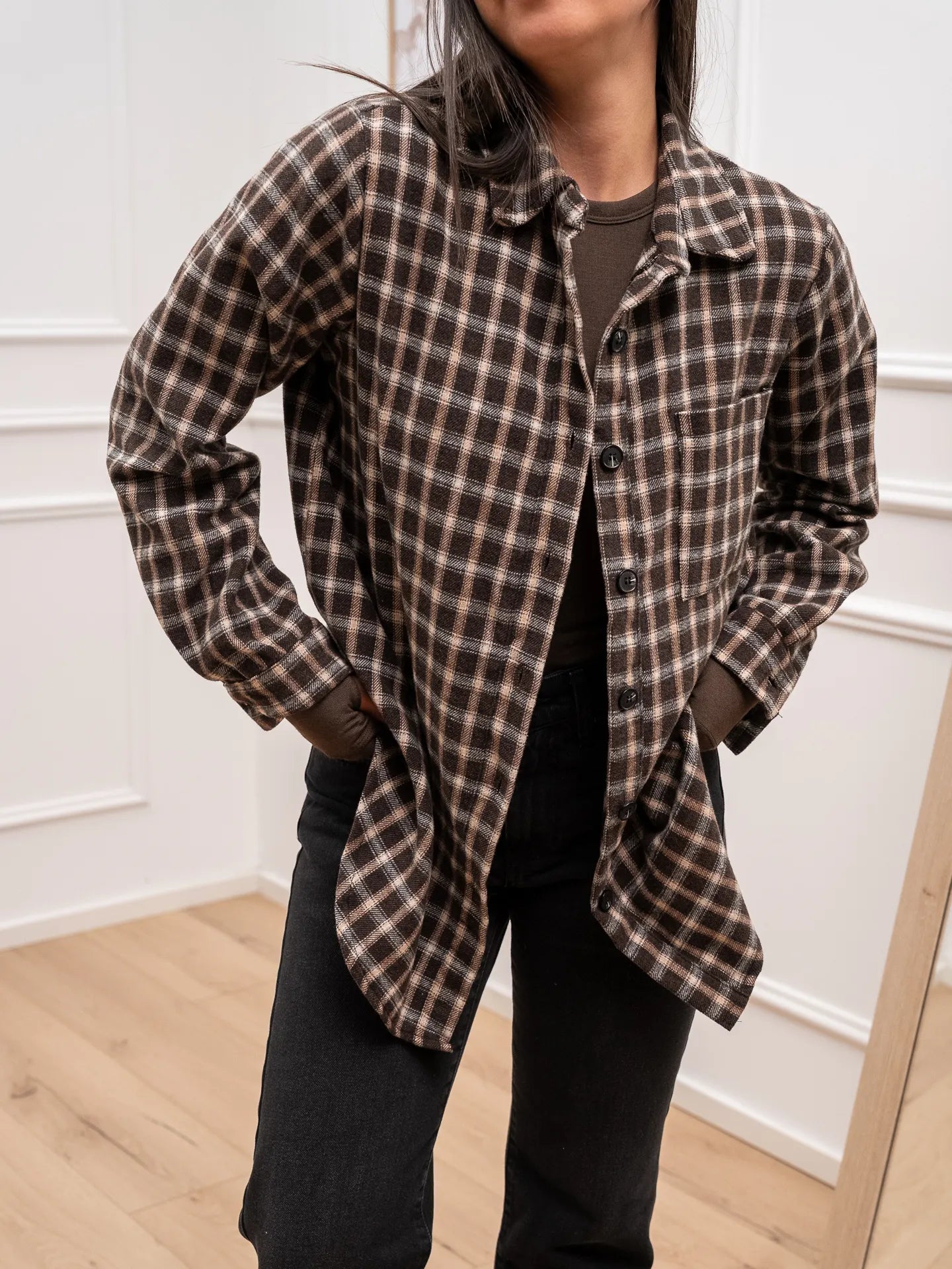 Camicia check fango, moro in flanella - HaveOne