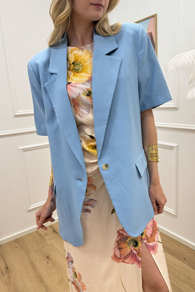 Giacca basic a mezza manica celeste - Vicolo