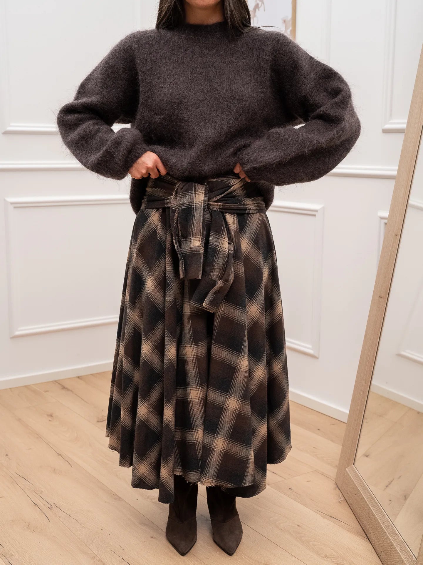 Gonna in flanella moro stile camicia - Dixie