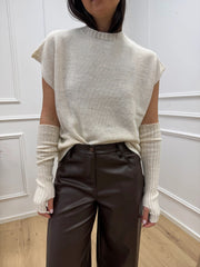 Gilet panna manicotti misto lana e alpaca - HaveOne