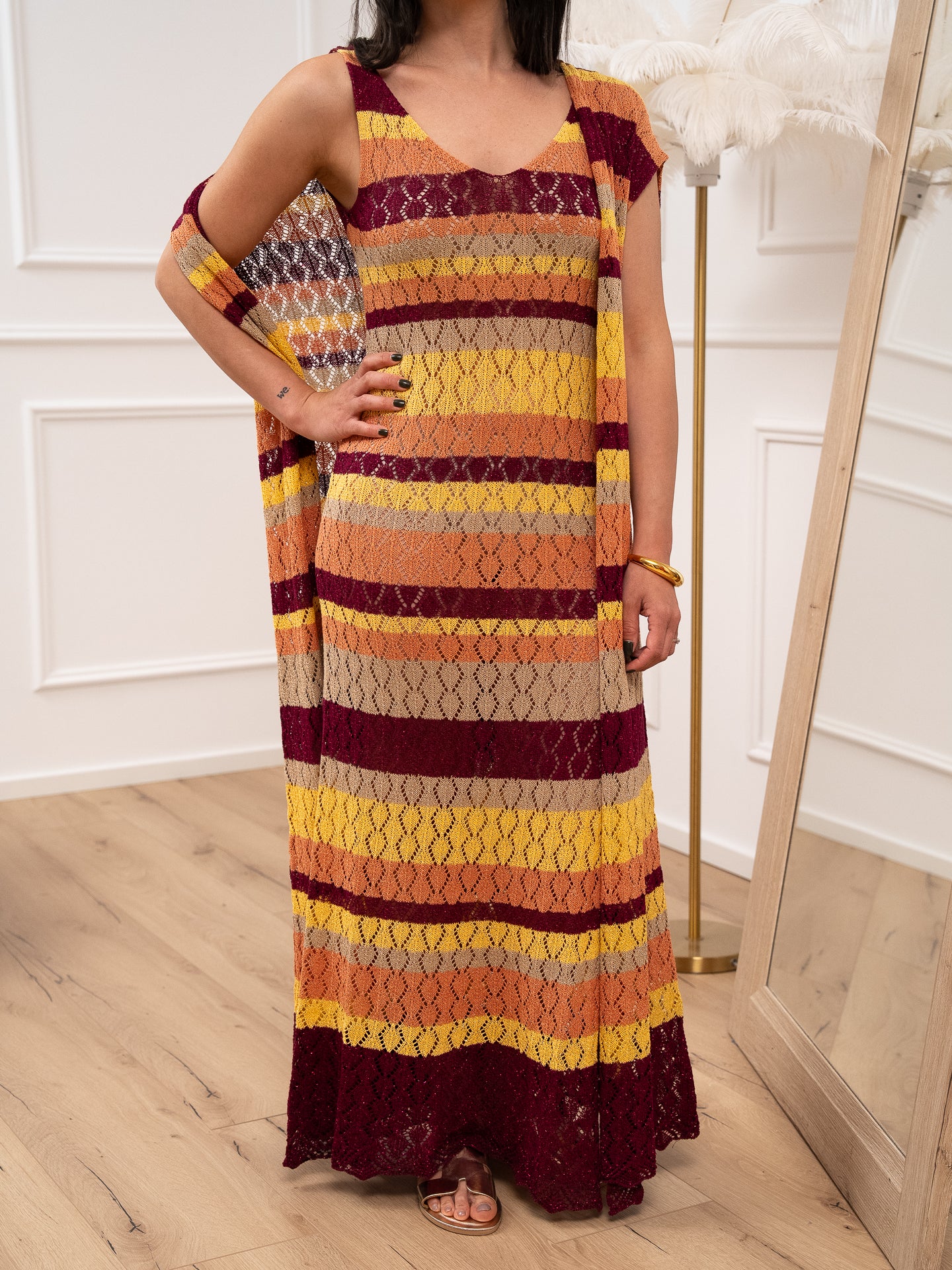 Vestito smanicato crochet multicolor filo lurex - Dixie