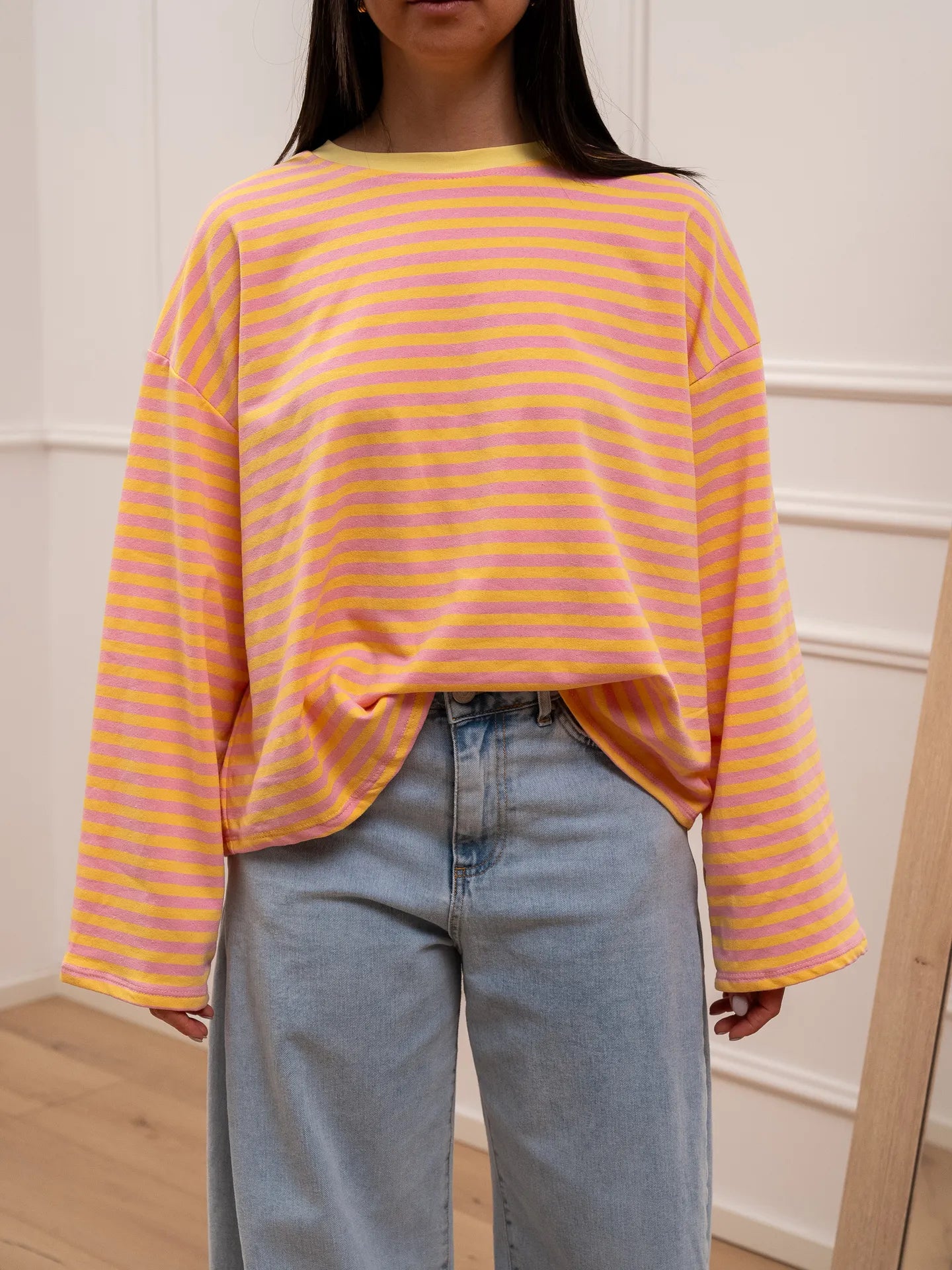 T shirt Stripe giallo e rosa - Crispy