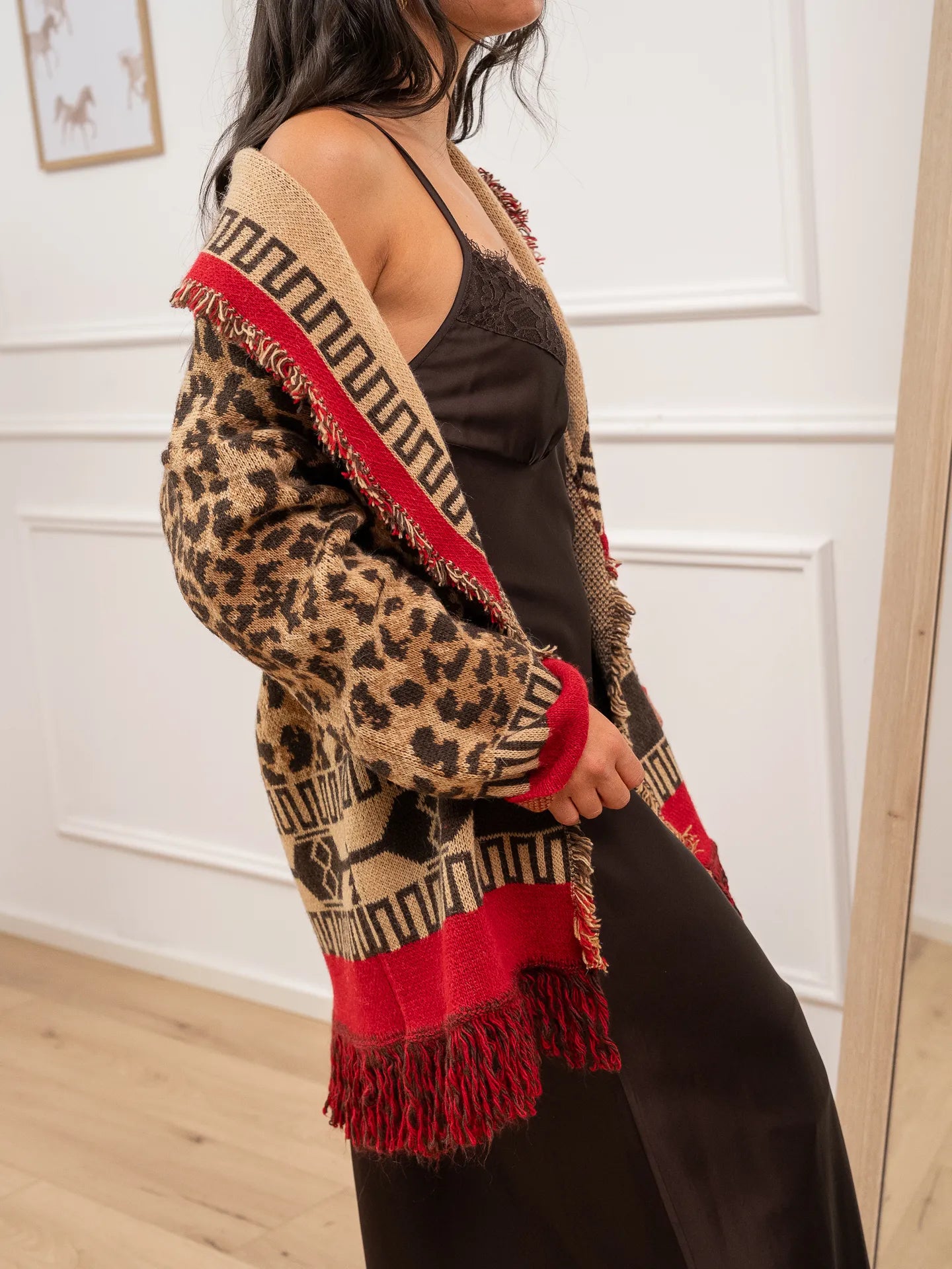 Cardigan alanui maku camel, moro e rosso - HaveOne