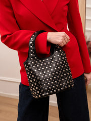 Borsa Bucky nera con borchie argento - Vicolo