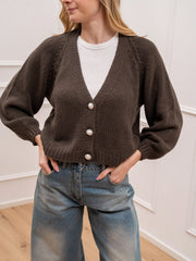 Cardigan moro bottoni gioiello con perla - HaveOne