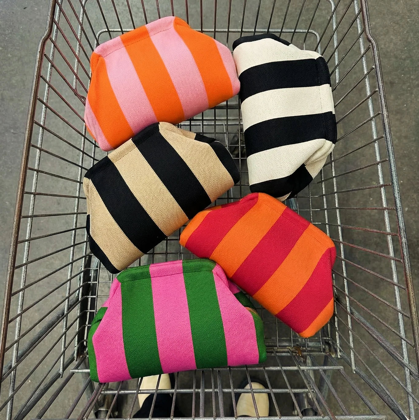 Borsa Pouch Stripe Arancio e Rosa - Calibro Shop