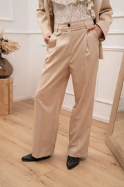 Pantaloni gessati vaniglia con pinces - Vicolo