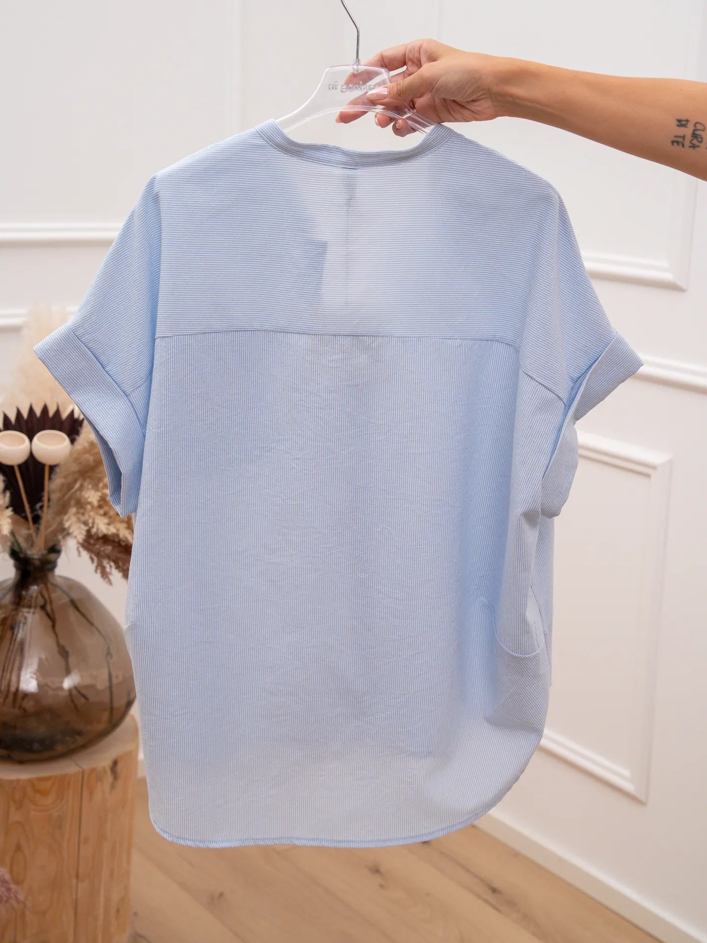Camicia gessata celeste "Love in the Sun" - Tensione In