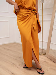 Gonna pareo ocra misto lino e viscosa - Tensione In