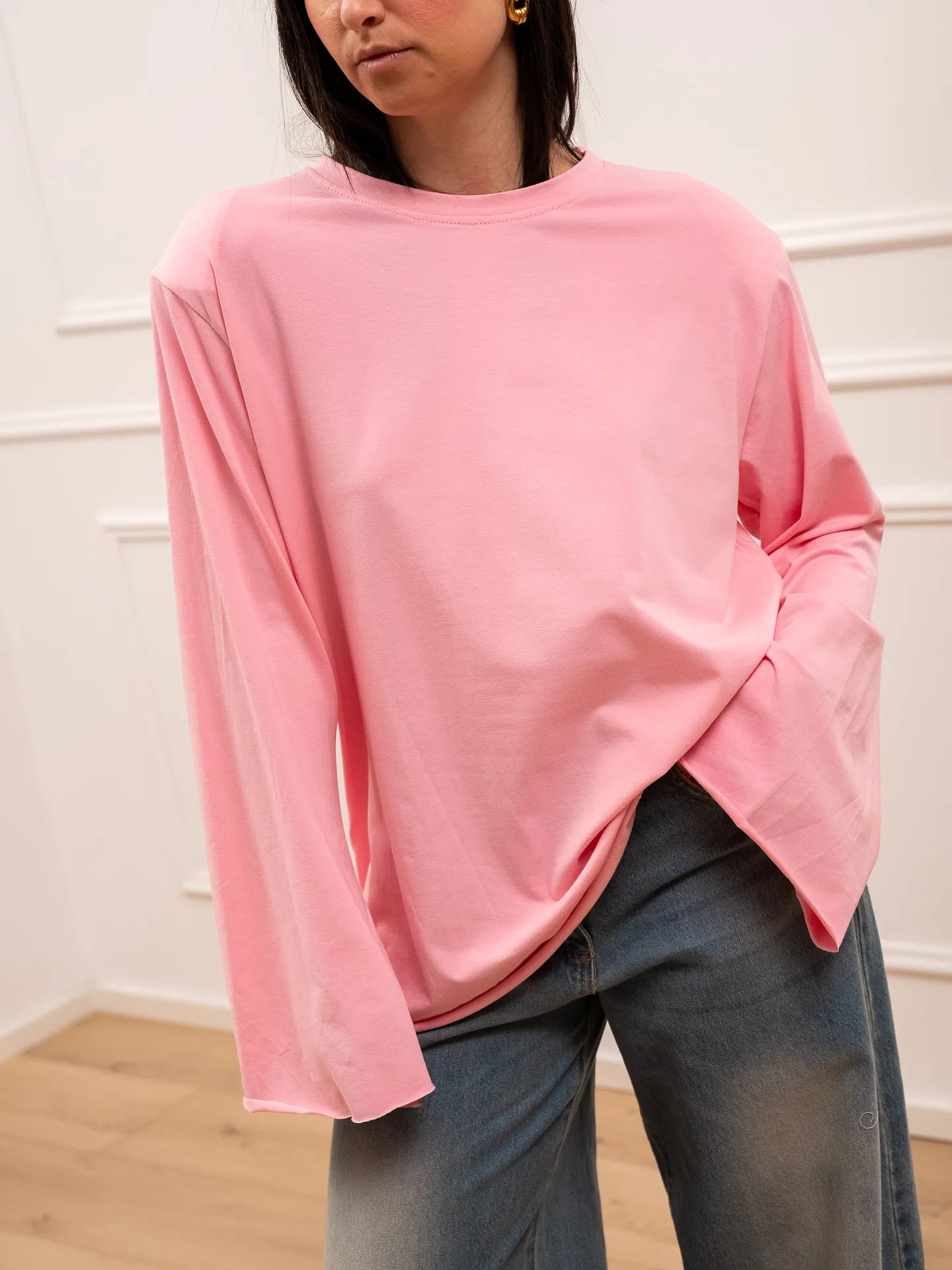 T shirt rosa maxi manica e spalline - Crispy