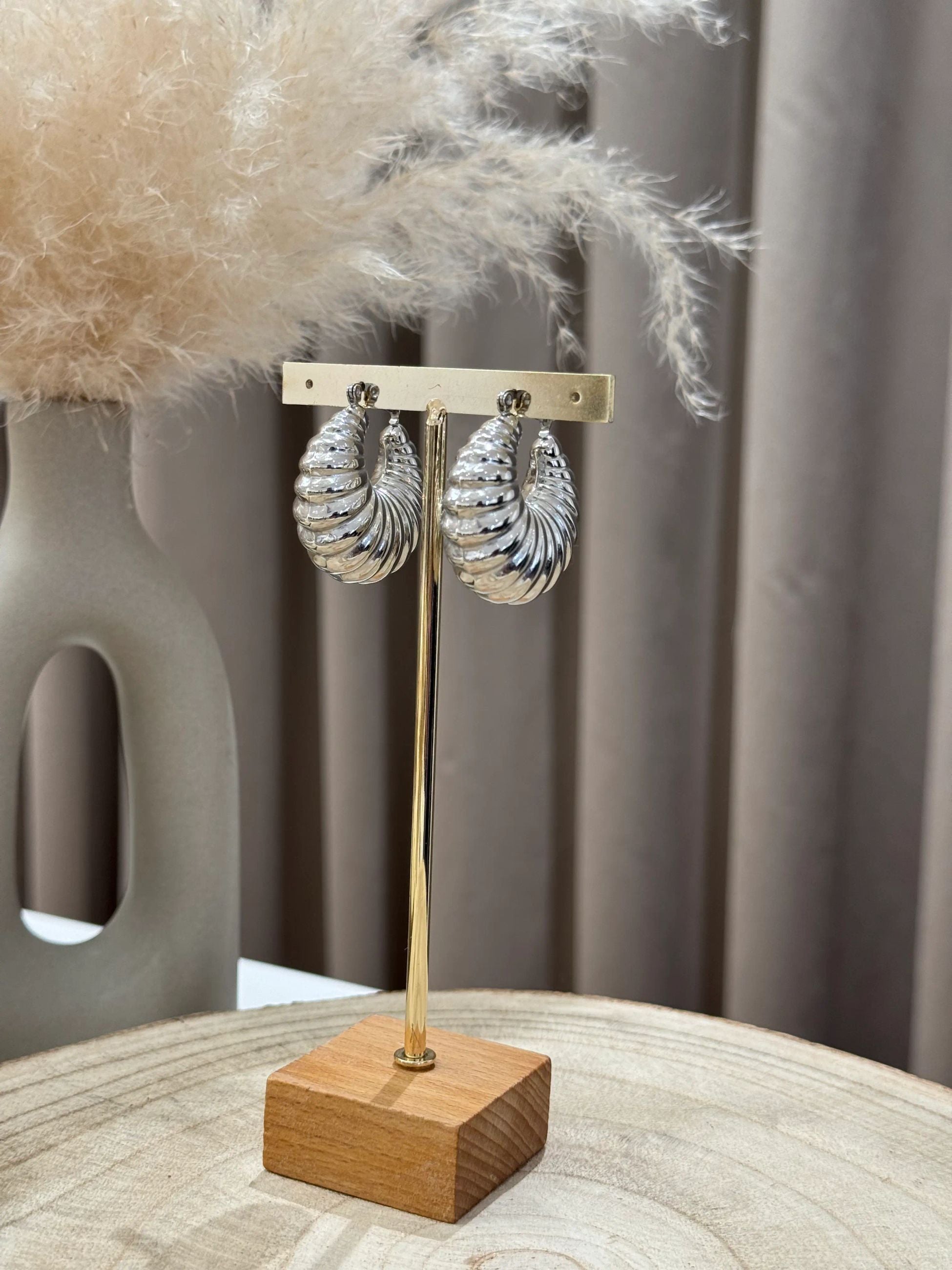 Orecchini balloon rigati argento - Calibro Shop