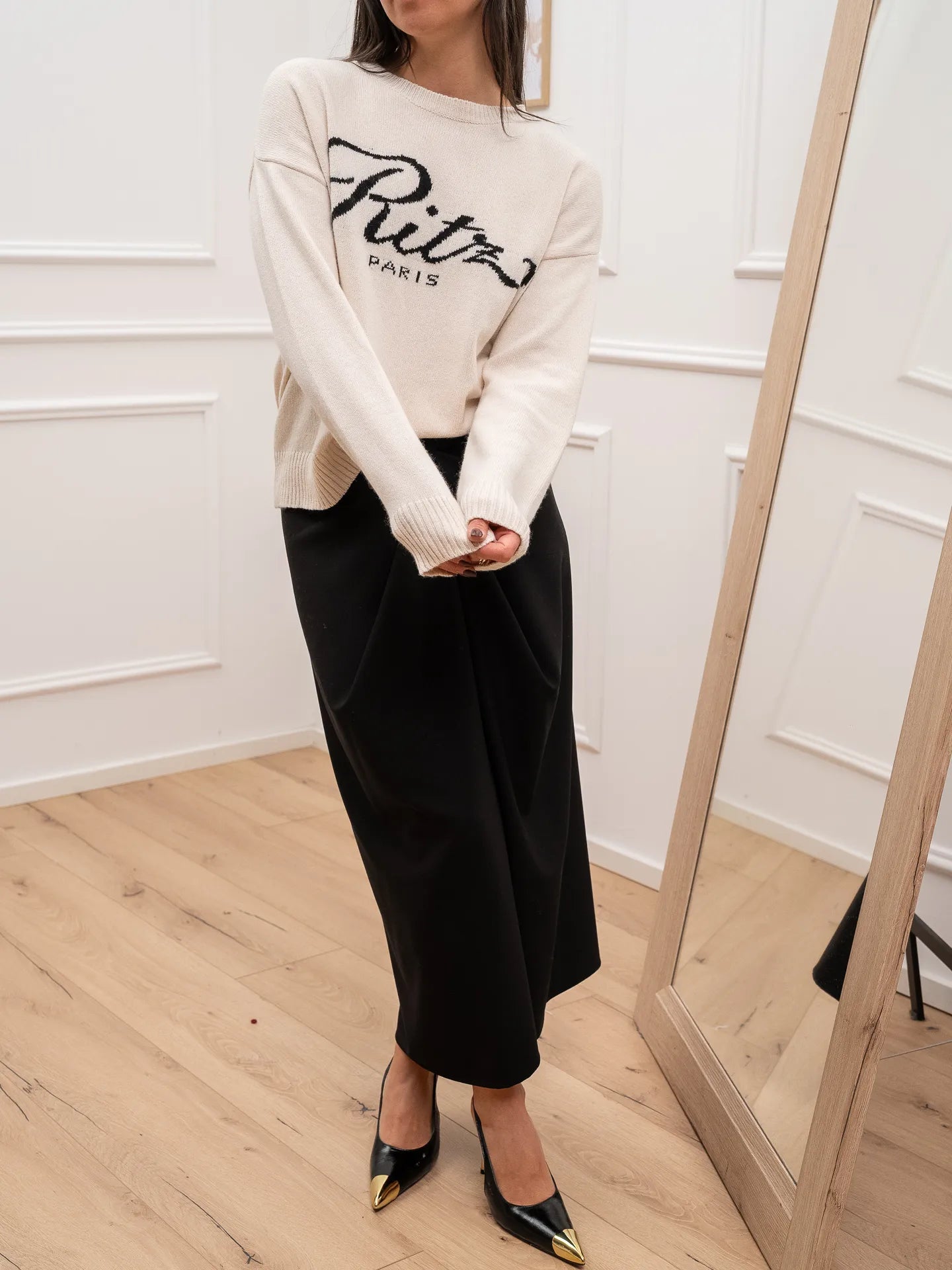 Gonna Priscilla nera con drappeggio - Kontatto