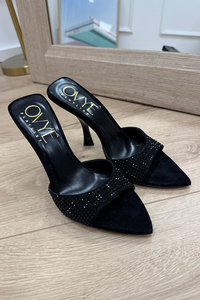 Sandali a punta neri con strass - Ovyè