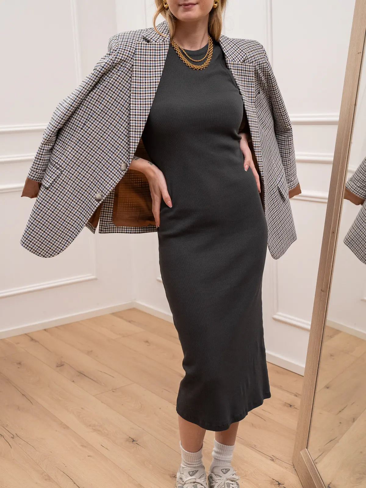 Vestito Greta piombo a costine - Vicolo