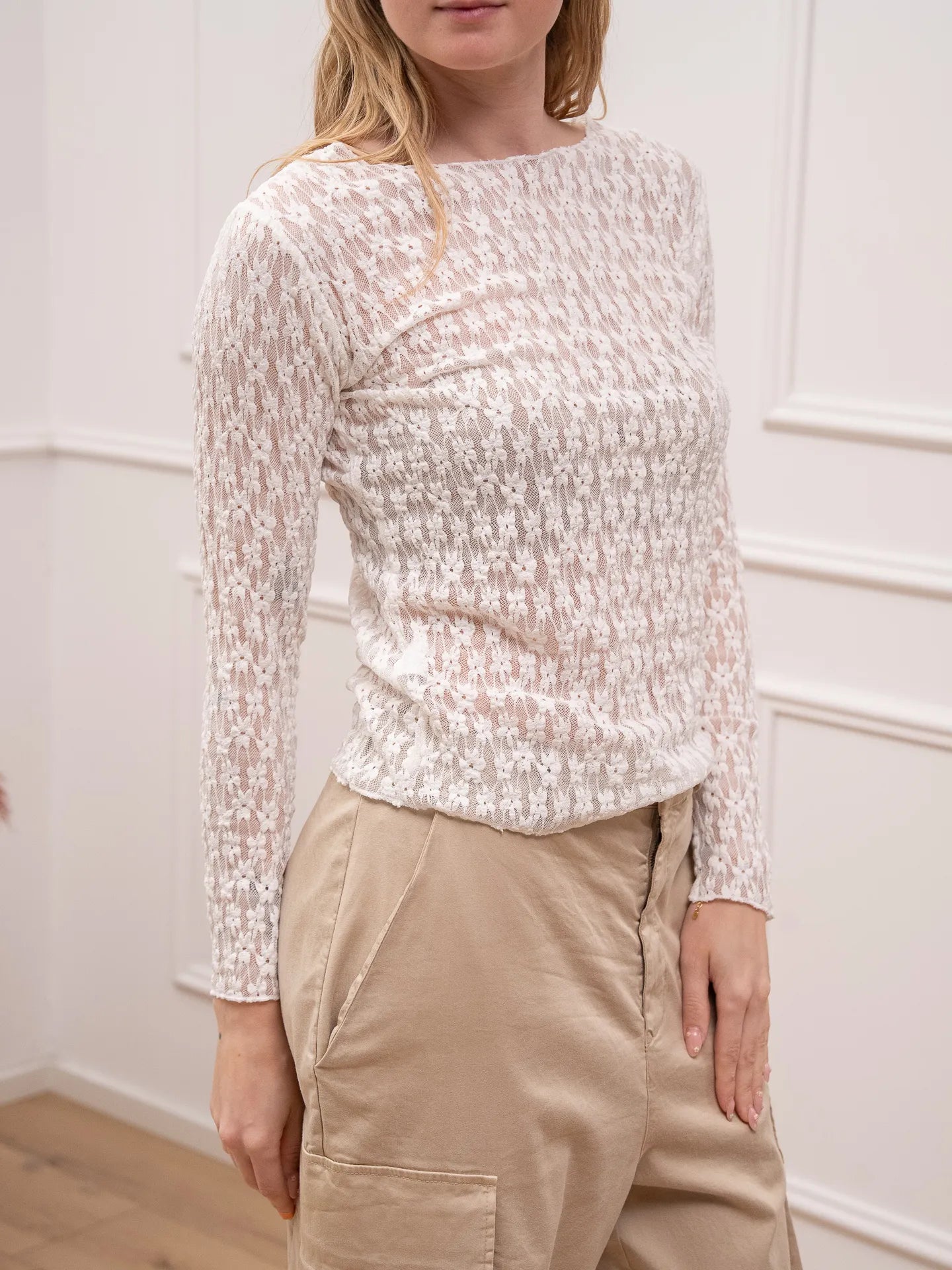 Maglia Lace in pizzo panna - Crispy
