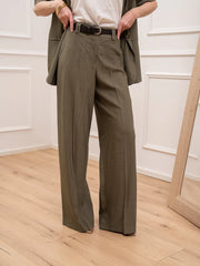 Pantaloni in viscosa stropicciata militare con cintura - HaveOne