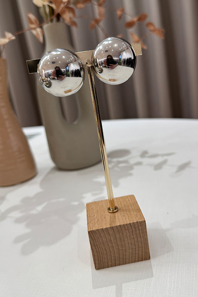 Orecchini bottone maxi argento - Calibro Shop