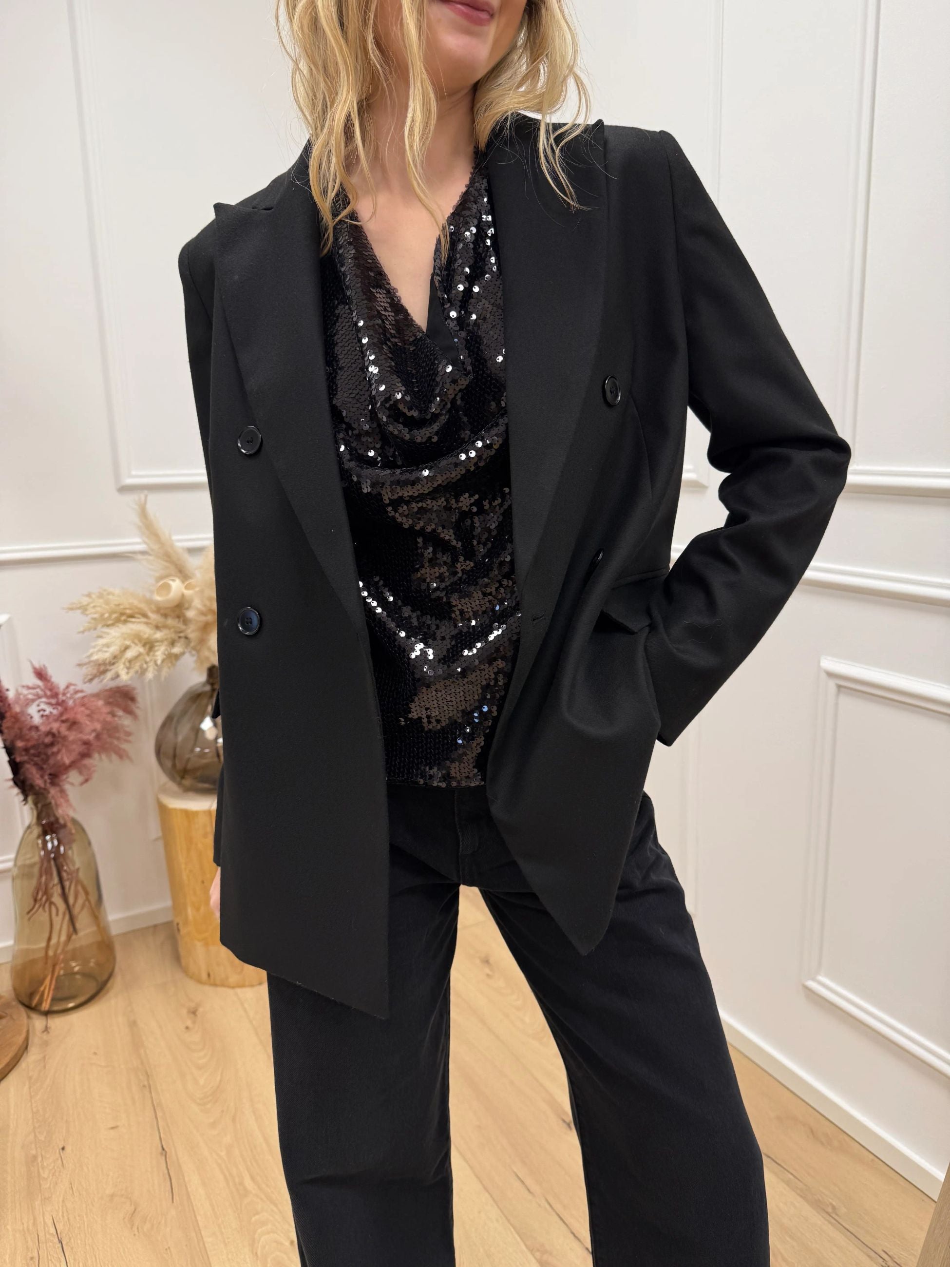 Giacca nera basic doppiopetto - Kontatto