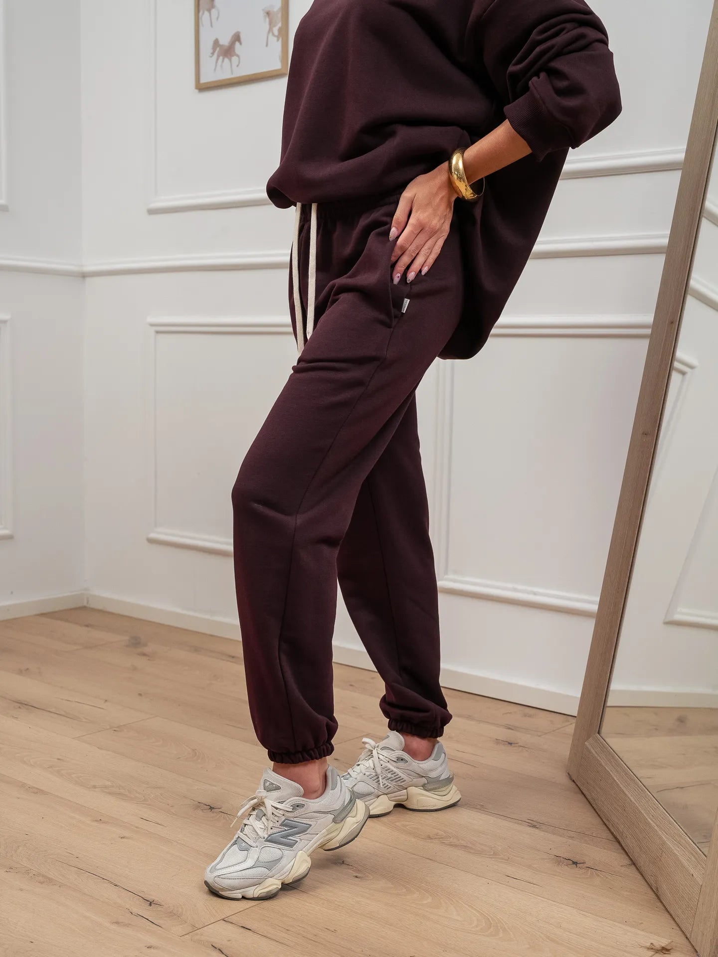 Pantaloni vinaccia basic con molla - Vicolo