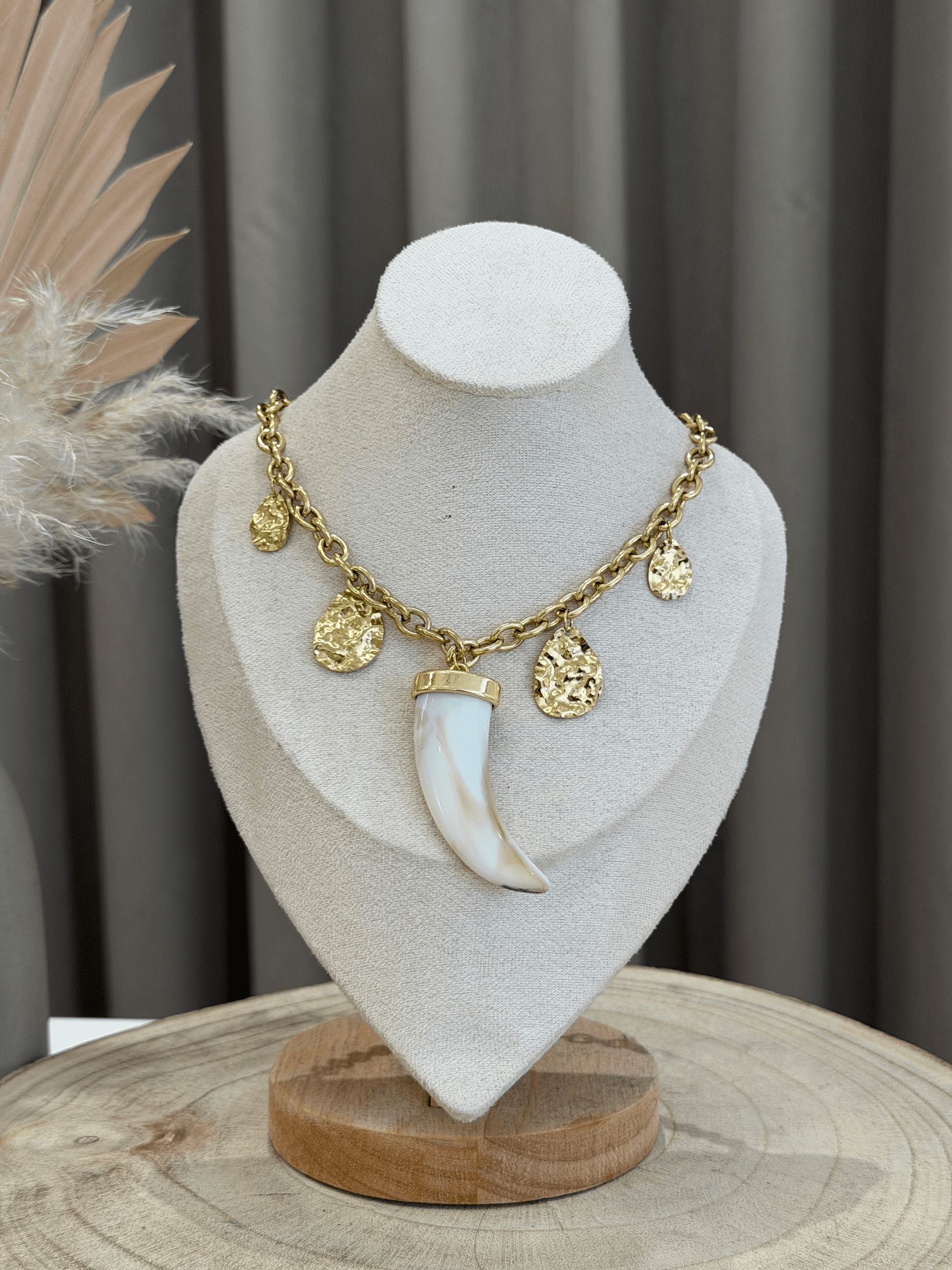 Collana maxi corno bianco e beige - Calibro Shop