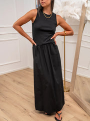 Vestito Cassandra nero bimateriale - Vicolo