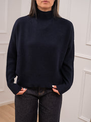 Maglia dolcevita blu in 100% lana - Tensione In