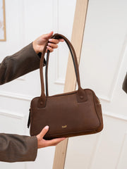 Borsa Bigotta in pelle nabuk sigaro - Ioef