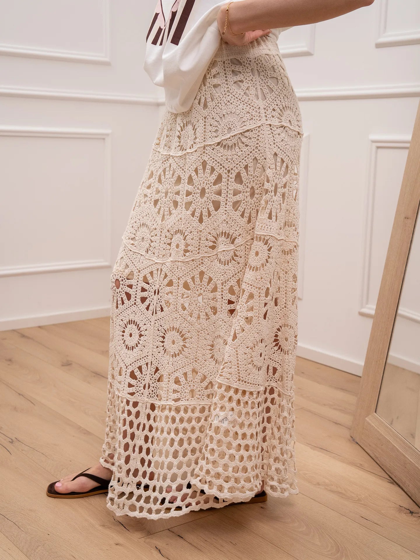 Gonna lunga naturale in crochet - HaveOne