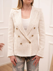 Giacca in tweed vaniglia con mini paillettes - Vicolo