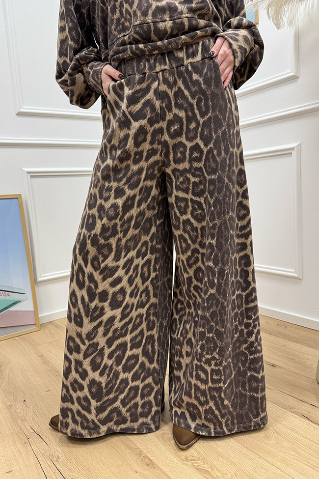 Pantaloni in felpa maculati gamba ampia - HaveOne