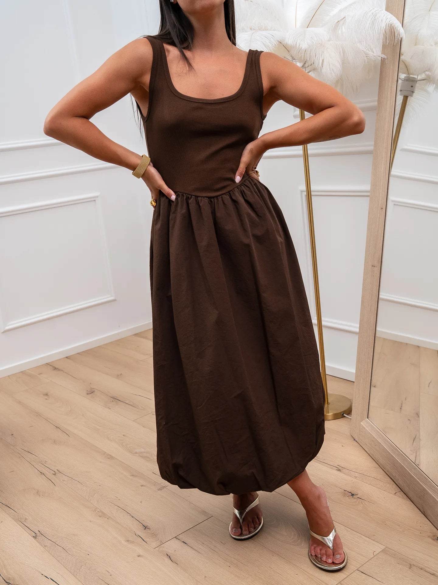 Vestito lungo a palloncino espresso - HaveOne