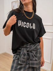 T shirt nera logo invecchiato - Vicolo