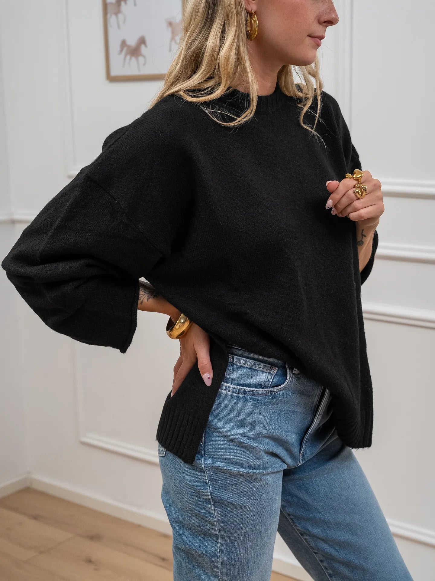 Maglione girocollo over nero - Kontatto